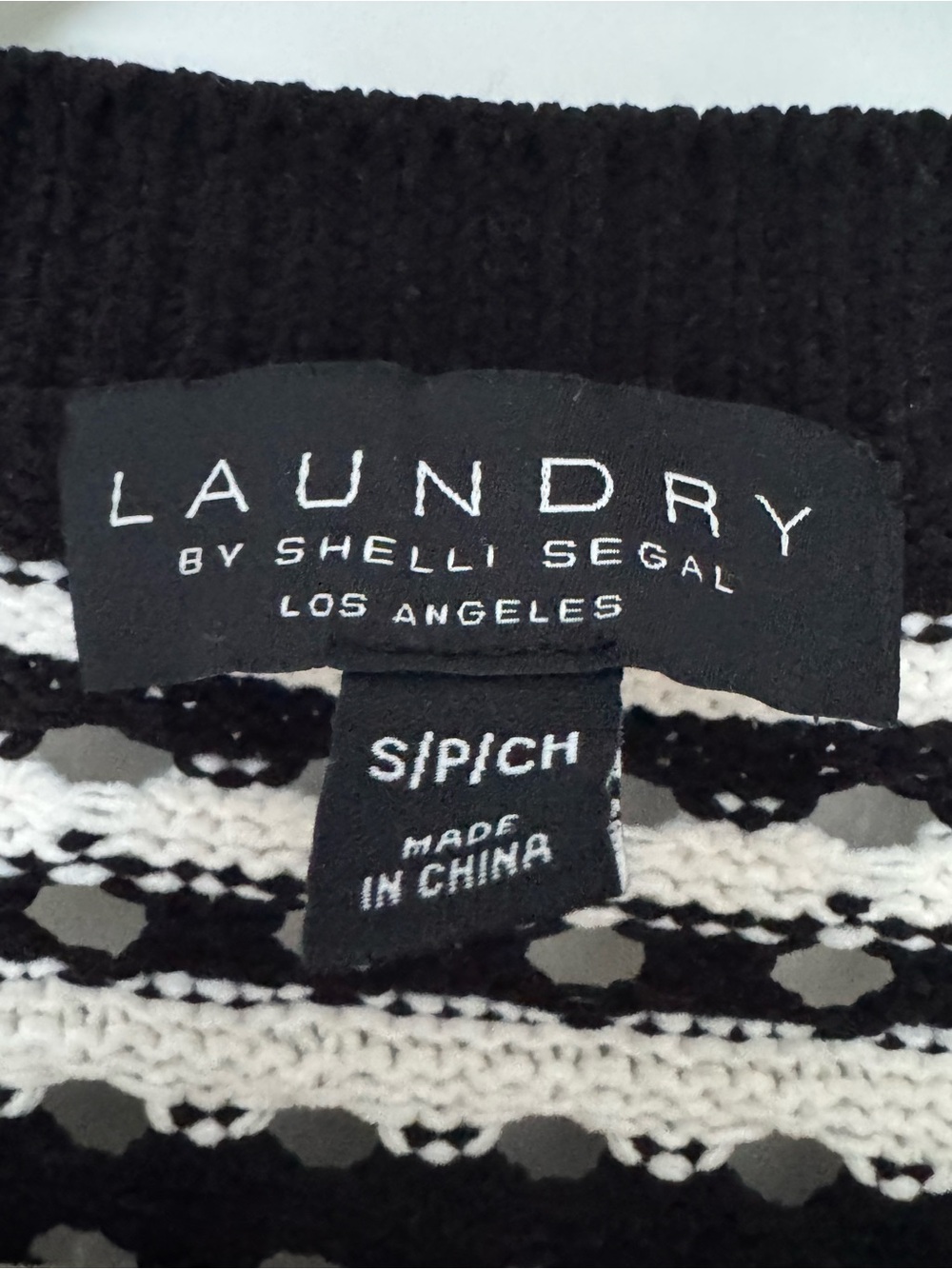 Chinese Laundry Black & White Striped Knit Cardigan with Gold Buttons - Picture 5 of 6